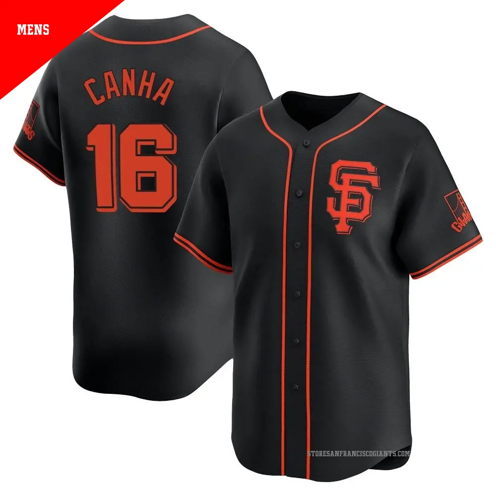 Men's ＃16 Mark Canha San Francisco Giants Black Limited Alternate Jersey