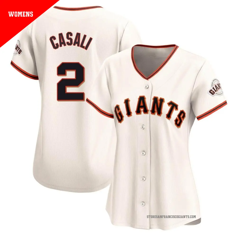 Women's ＃2 Curt Casali San Francisco Giants Cream Limited Home Jersey