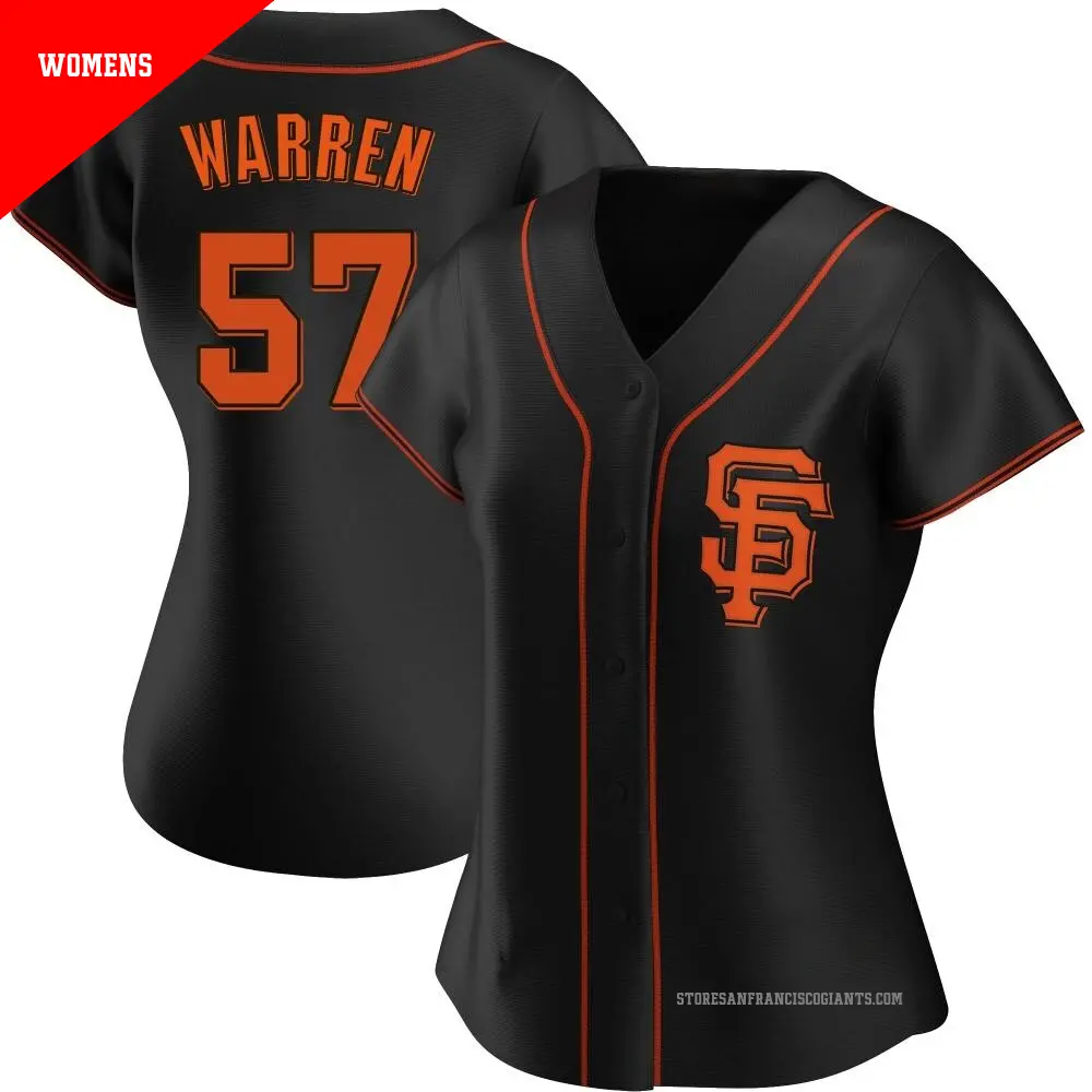 Women's ＃57 Austin Warren San Francisco Giants Black Authentic Alternate Jersey