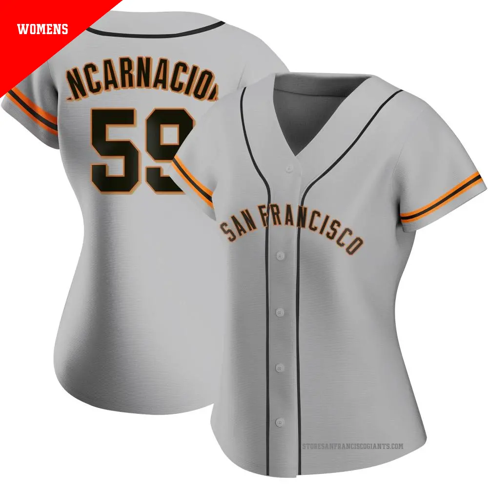 Women's ＃59 Jerar Encarnacion San Francisco Giants Gray Authentic Road Jersey