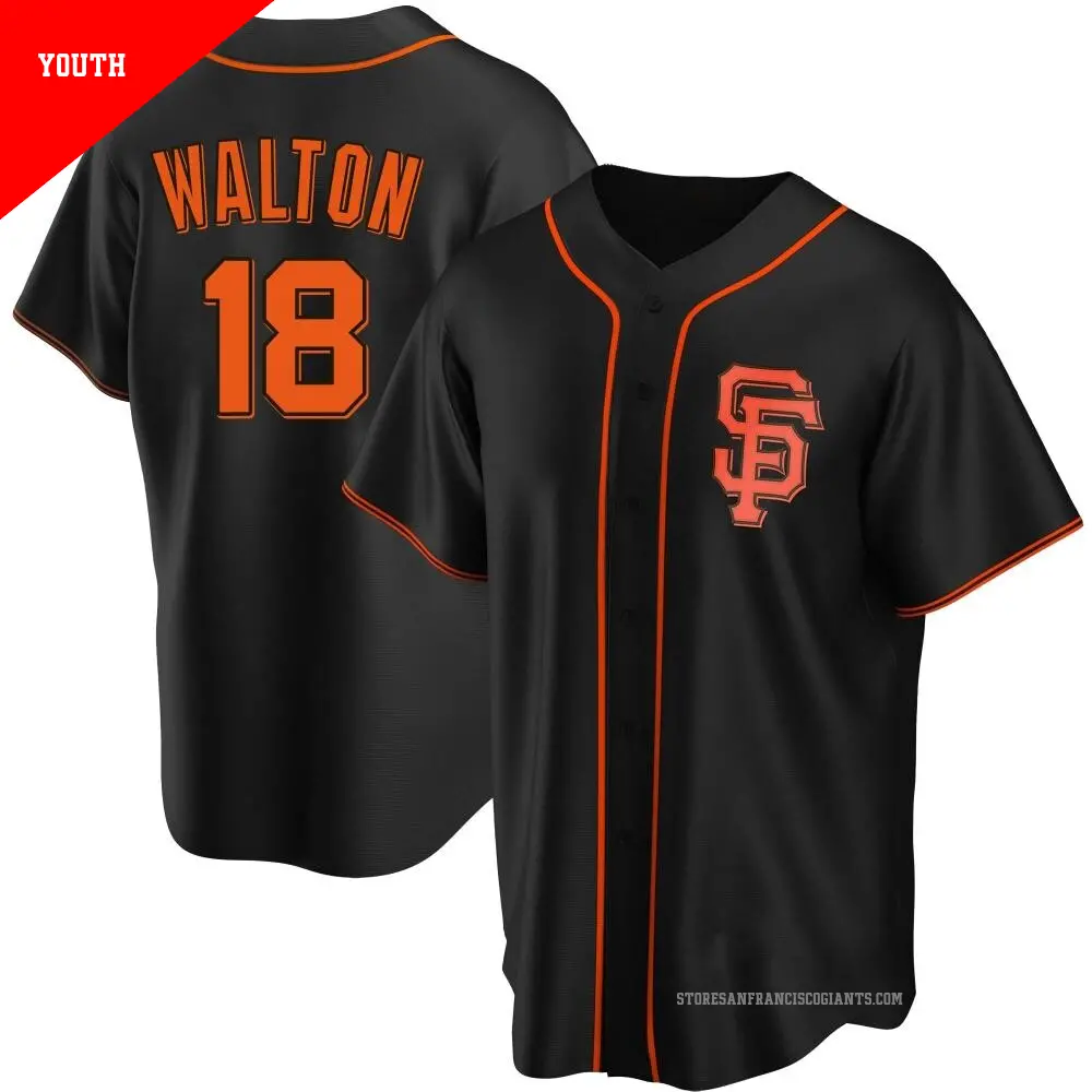 Youth ＃18 Donovan Walton San Francisco Giants Black Replica Alternate Jersey