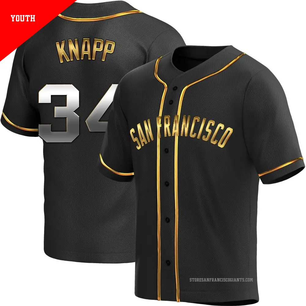 Youth ＃34 Andrew Knapp San Francisco Giants Gold Replica Black en Alternate Jersey