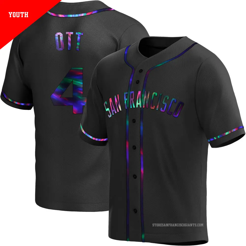 Youth 4 Mel Ott San Francisco Giants Black Replica Holographic Alternate Jersey