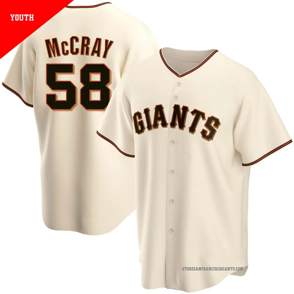 Youth ＃58 Grant McCray San Francisco Giants Cream Replica Home Jersey